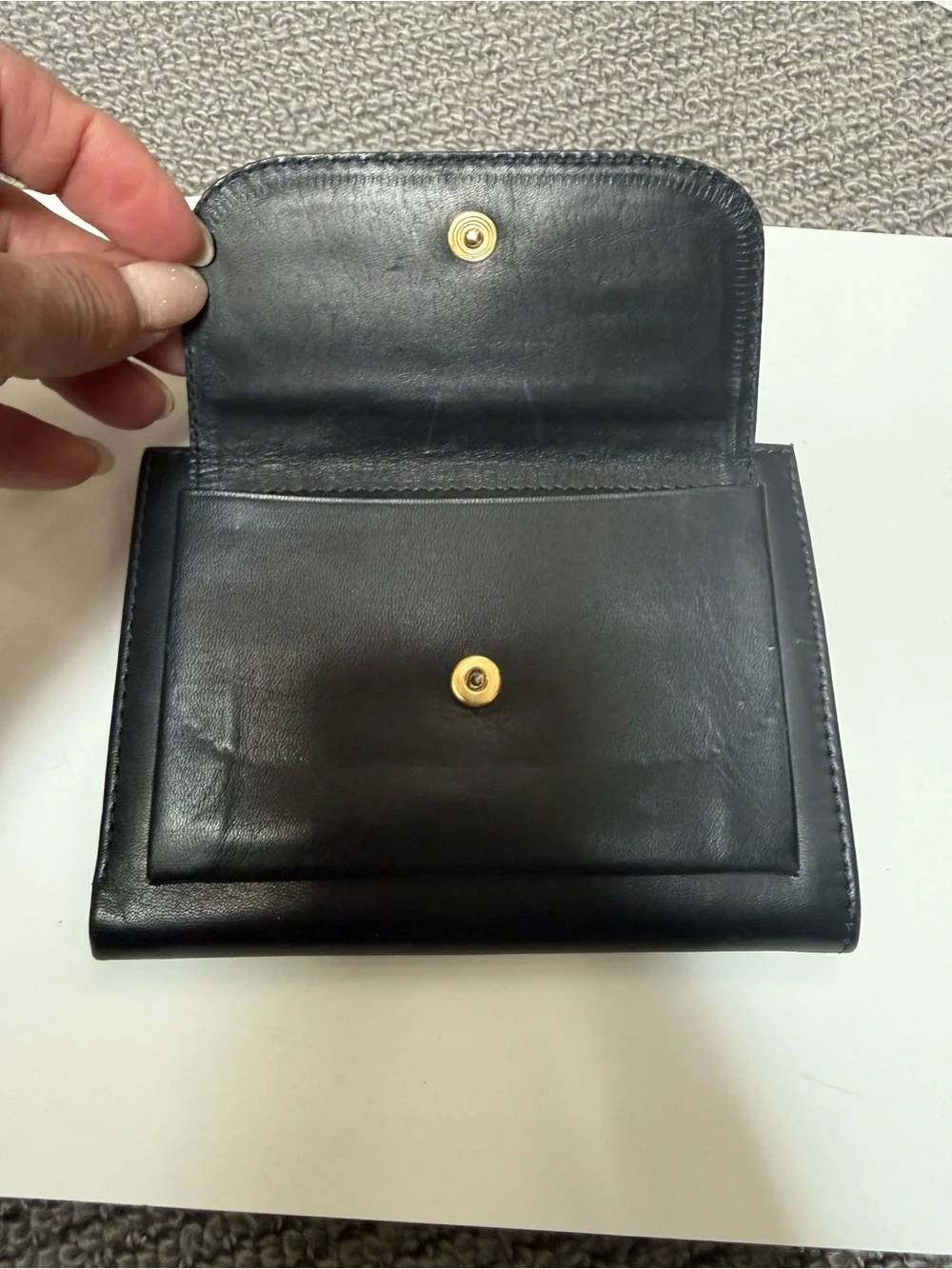Coach Black Leather Bifold Wallet with Snap Tab